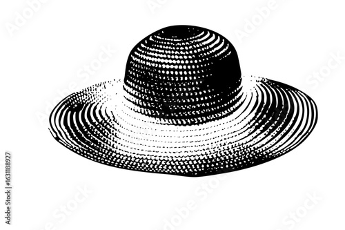 Vector Detailed of a woven straw sunhat.