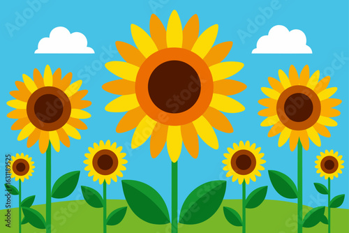 vibrant sunflowers under wide open sky