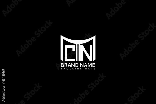 CN Letter Logo Design in White on Black Modern Minimal Monogram for Brand Identity, Business Logo, or Personal Branding Template