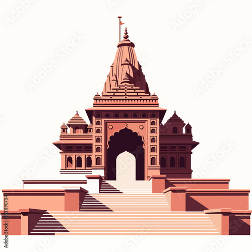 Ancient Indian Temple Facade Vector