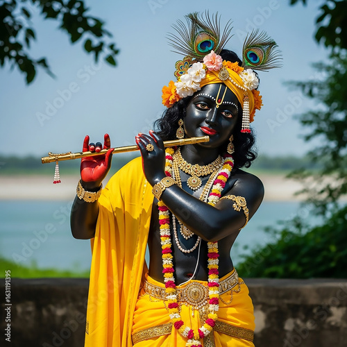 A beautiful black statue of...