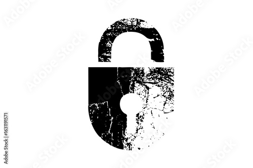 Vector Distressed padlock with open keyhole .