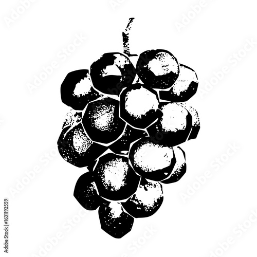 Vector Detailed of a grape bunch with textured spheres.