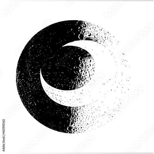 Vector Interlocking Yin Yang Symbol with Textured Detail