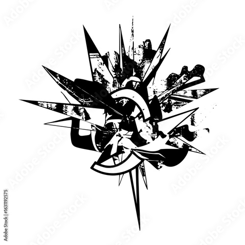 Vector Dynamic abstract explosion of sharp vector shapes.