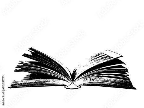 Vector Detailed of an open book with textured pages.