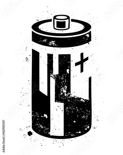Vector Distressed battery with low charge indicator.