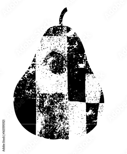 Vector Abstract pear with halftone texture.