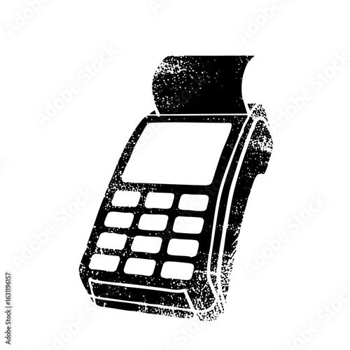 Vector Monochrome of a portable payment terminal with keypad.