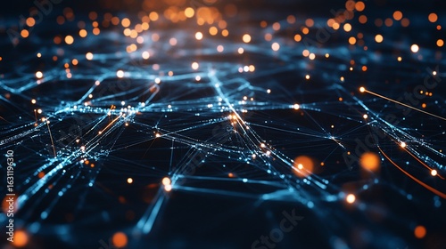 Abstract Data Network Visualization with Glowing Nodes and Connections