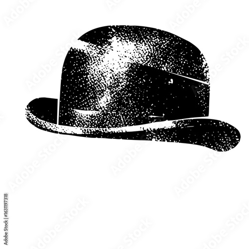 Vector Vintage bowler hat with distressed texture.