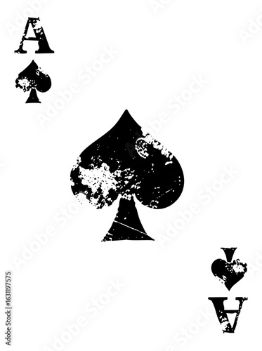 Vector Distressed Ace of Spades Playing Card