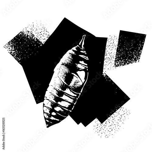 Vector Detailed pupa with abstract shapes.