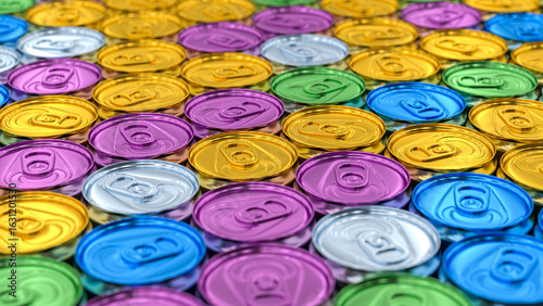 Fotografía A group of colorful aluminum cans of beverage