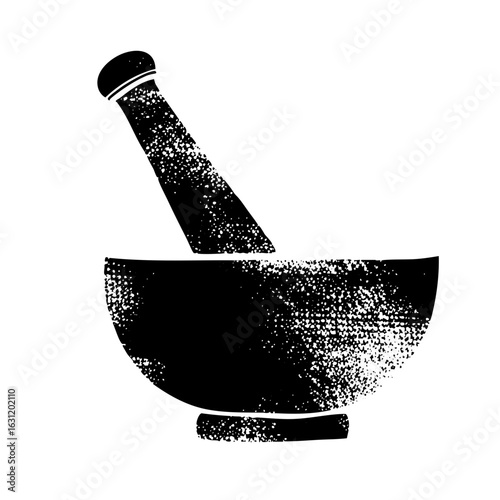 Vector Detailed of a classic mortar and pestle.