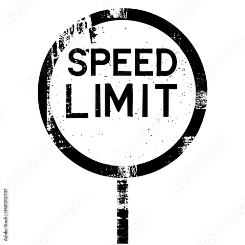Vector Monochrome speed limit sign with distressed texture.