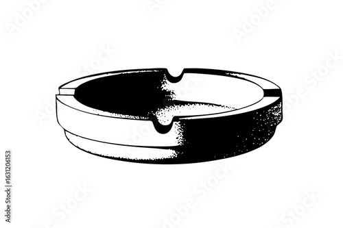 Vector Detailed of a full ashtray with cigarette butts.