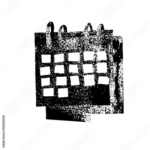 Vector Black and white calendar with torn edges.