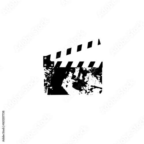 Vector Distressed clapperboard represents filmmaking and cinema.