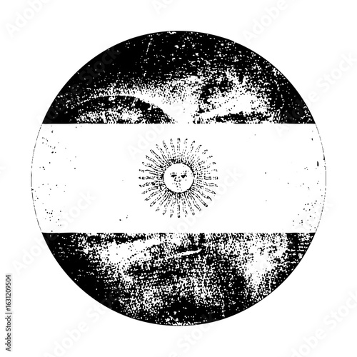 Vector Circular emblem featuring the flag of Argentina with a central sun.