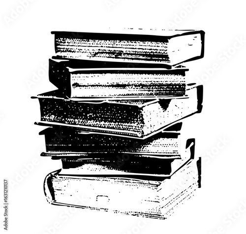 Vector Stacked books depicts a leaning tower of knowledge.