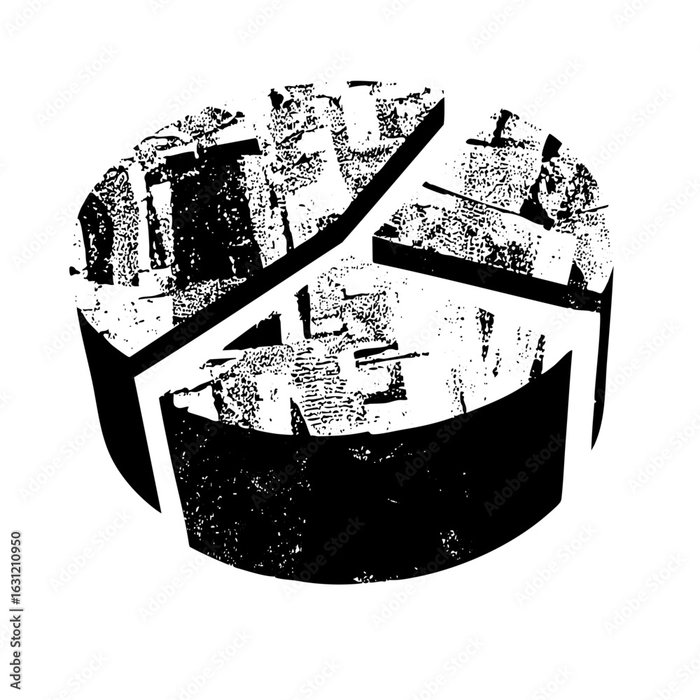 Obraz premium Vector Abstract pie chart with textured segments.