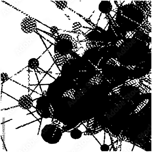 Vector Abstract network of interconnected nodes and lines forms a complex digital .