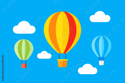 hot air balloons floating in bright blue sky peaceful flight