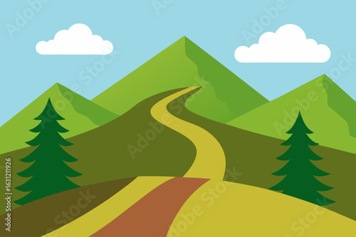 scenic hiking trail on summer ridgeline peaceful walk