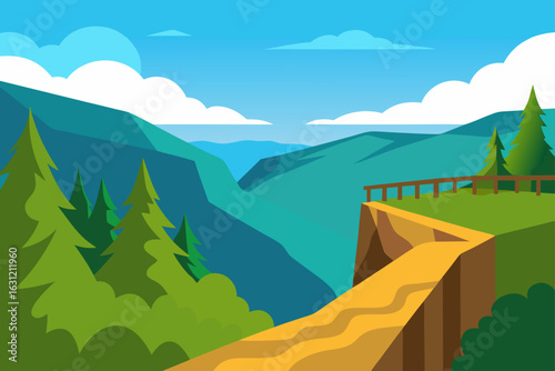 scenic overlook of summer valley from mountain edge vast view