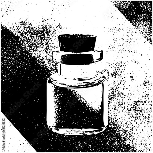 Vector Vintage glass jar with cork stopper .