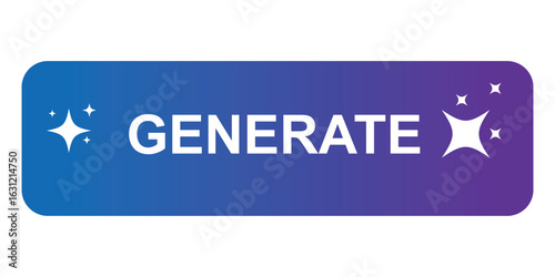 Shiny blue purple generate button with sparkles