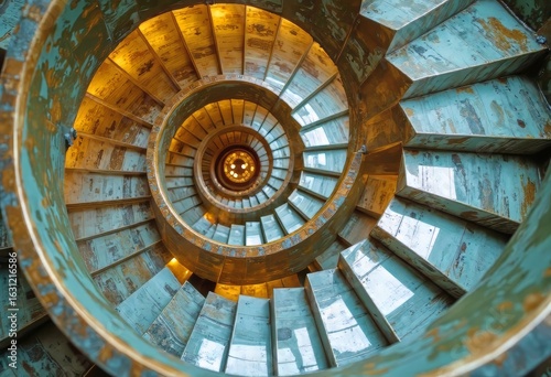 Spiral Shell Pattern Staircase Diagram