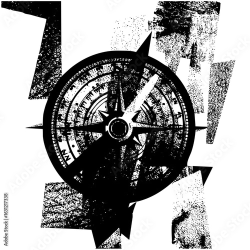 Vector Detailed compass with directional arrows.
