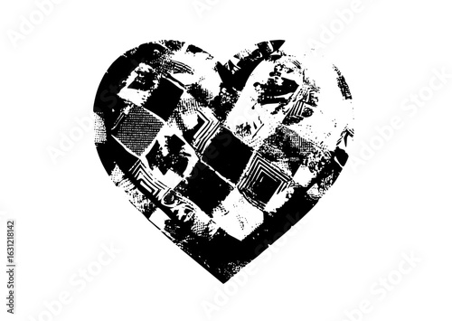 Vector Abstract heart composed of geometric shapes.