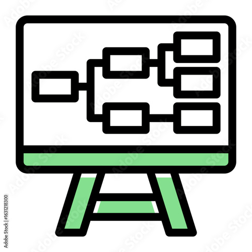 Organizational Hierarchy Diagram Icon from Training Collection (Outline Color Lineal Style)