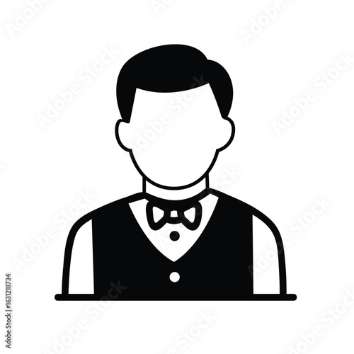 Professional Waiters Man Illustration Icon 