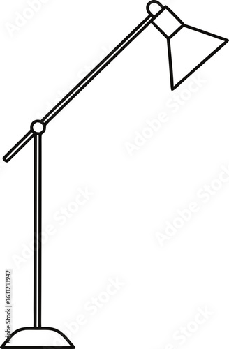 Simple line drawing of a floor lamp isolated on transparent background