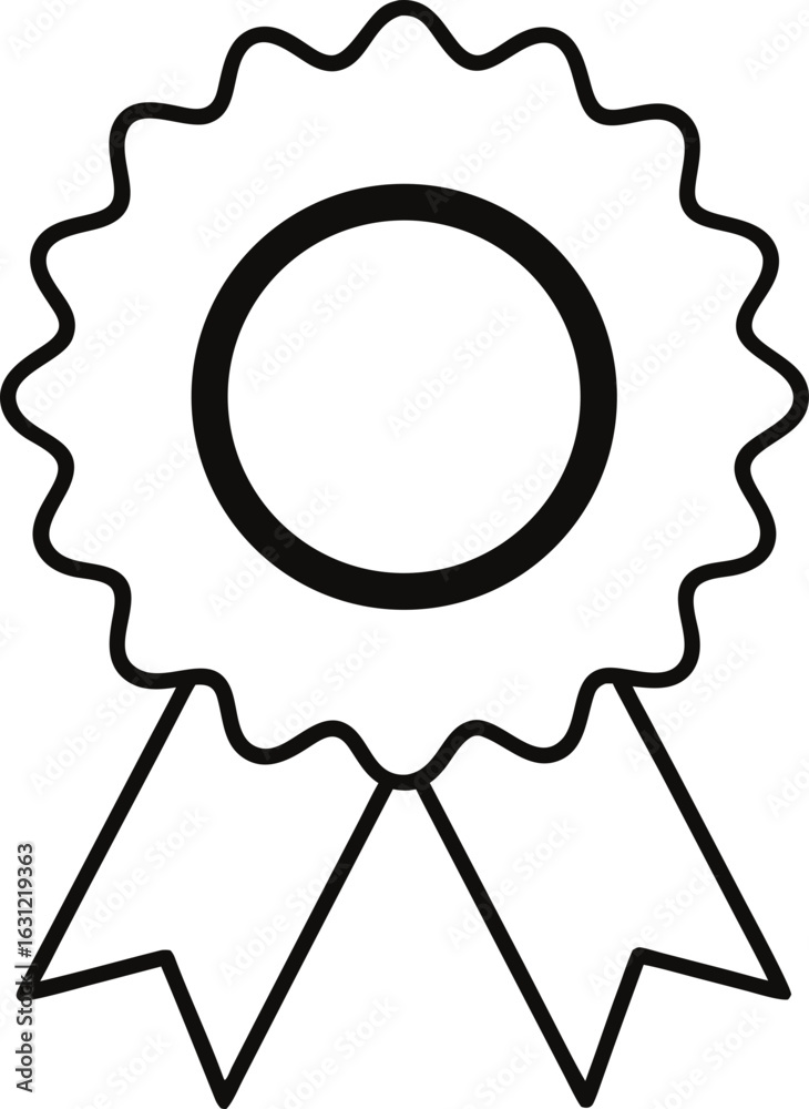 Simple black outline ribbon award isolated on transparent background Simple black outline ribbon award isolated on transparent background