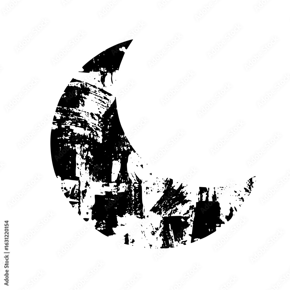 Obraz premium Vector Abstract moon with textured brushstroke effect.