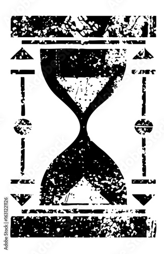 Vector Distressed hourglass depicts the passage of time.