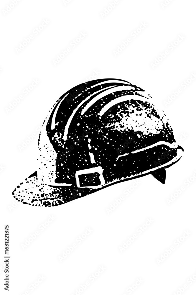 Fototapeta premium Vector Black construction helmet with distressed texture