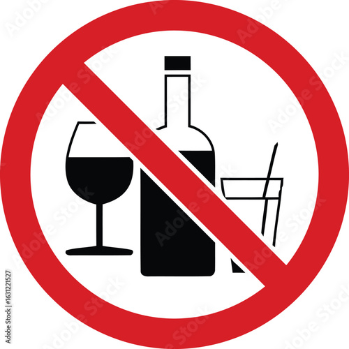 No alcohol and no smoking warning signs illustration