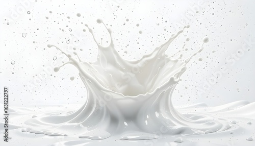 A splash of white milk, 3D illustration with a clipping path

