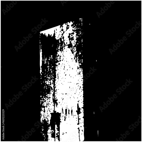 Vector Abstract distressed rectangular shape with textured edges.