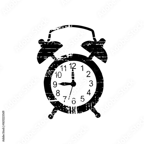 Vector Vintage alarm clock showing nine oclock.