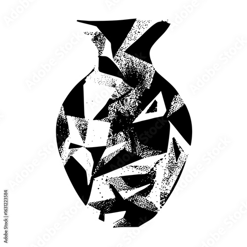 Vector Abstract furious face with geometric shapes.