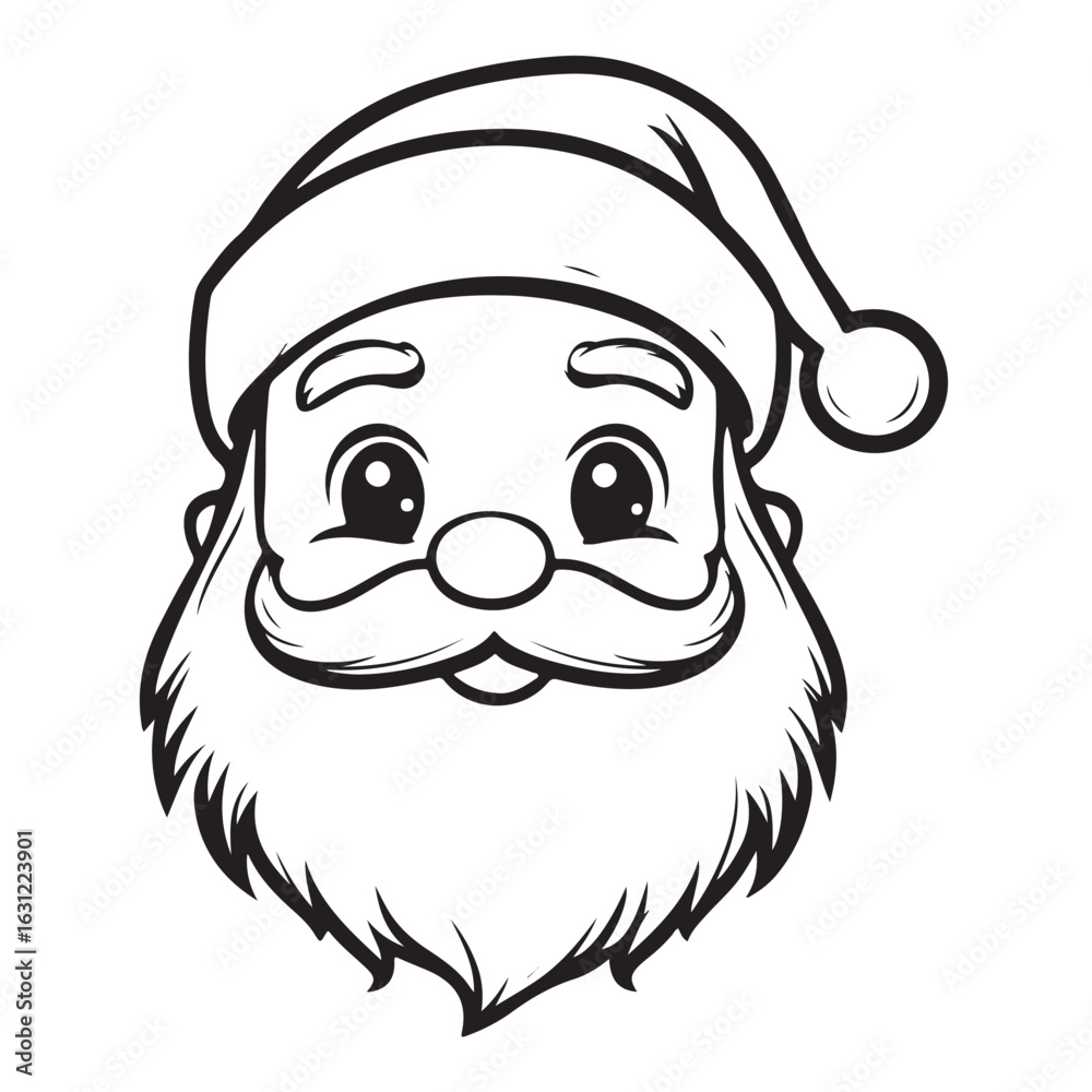 Obraz premium christmas santa head line art silhouette vector illustration