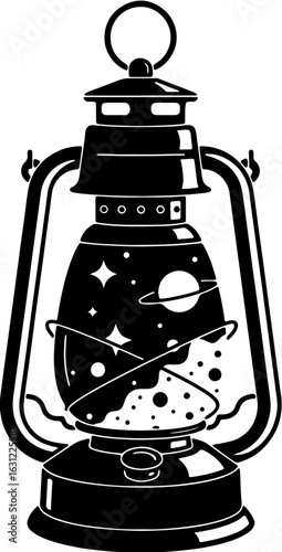 Galaxy Lantern Vector – Cosmic Surreal Space Light Illustration