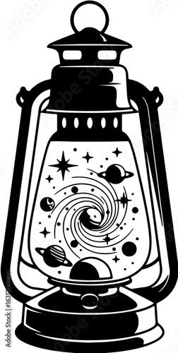 Galaxy Lantern Vector – Cosmic Surreal Space Light Illustration